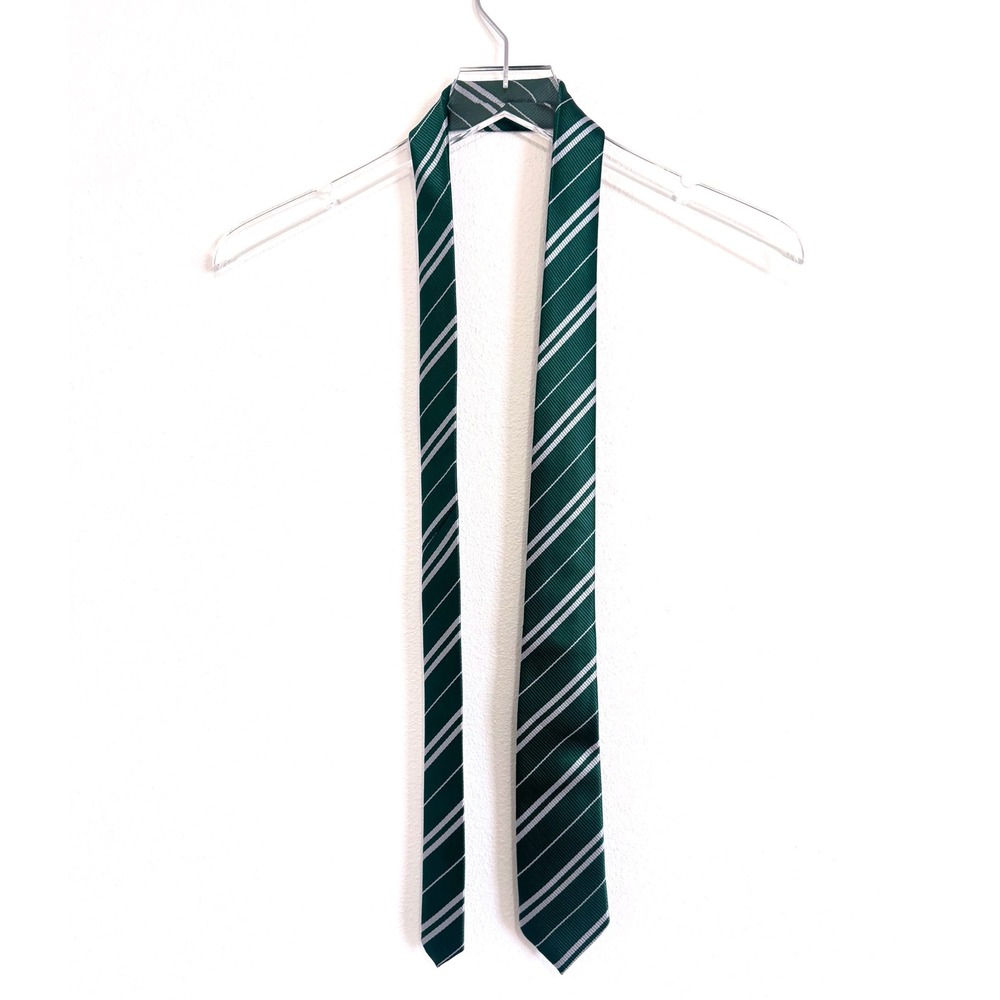 Kai Long Tie - 100% Silk Emerald Green‎ & Silver Striped Harry Potter House Tie